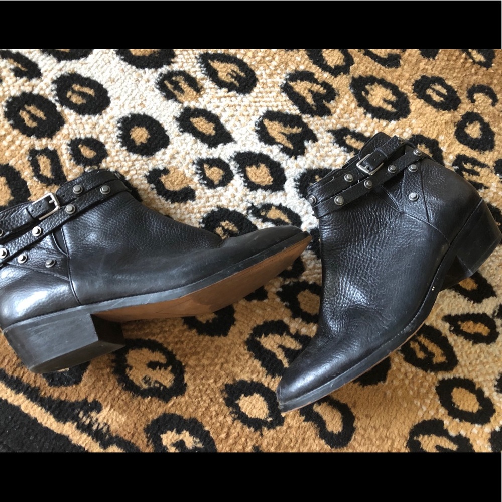 Black leather HALOGEN studde booties! (For Wendy)